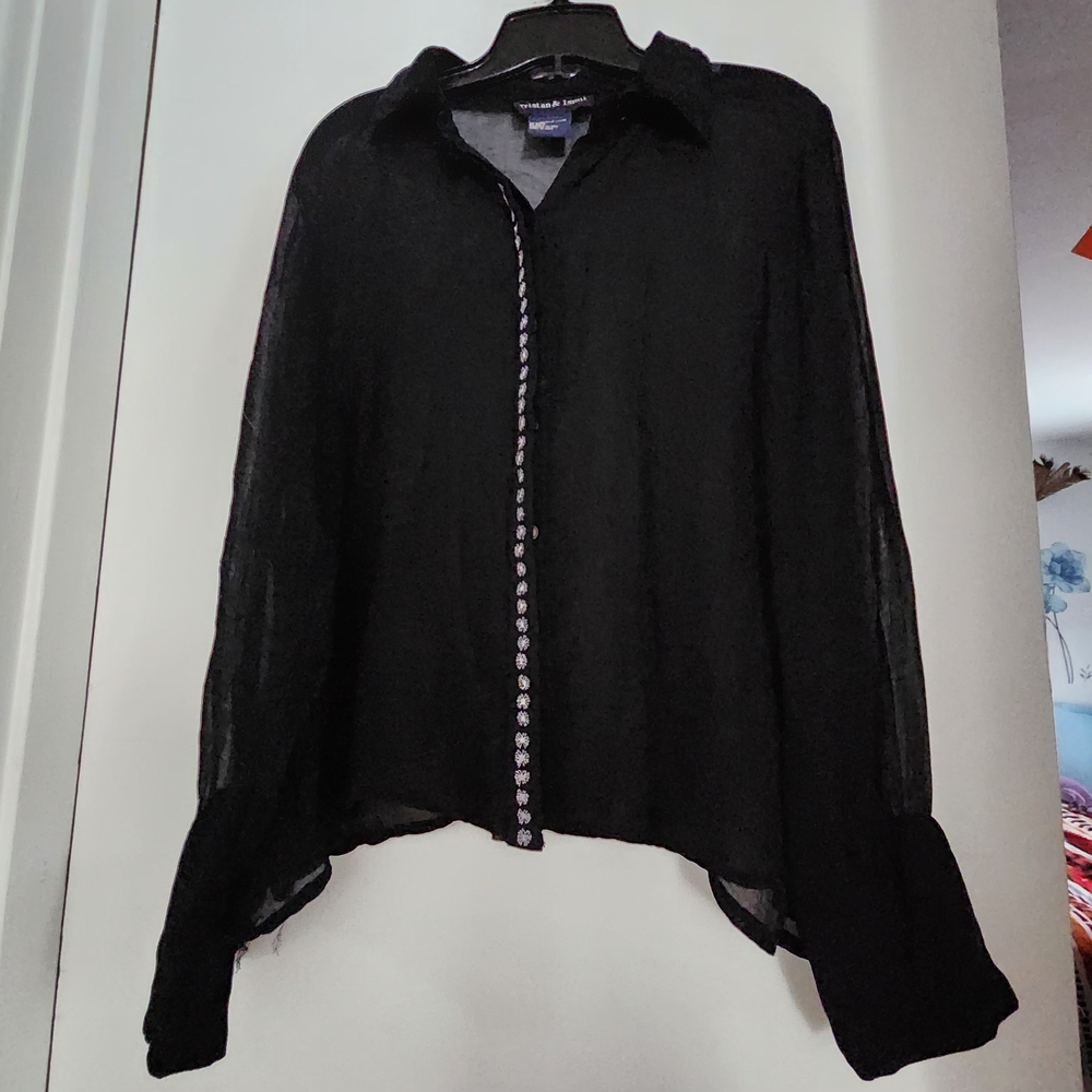 Tristan Black Sheer Button-Down Shirt